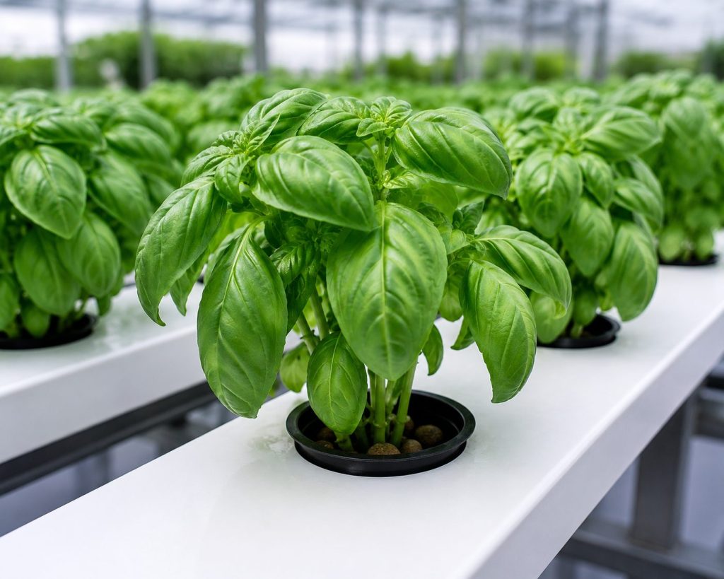 Basil plant on hydroponic