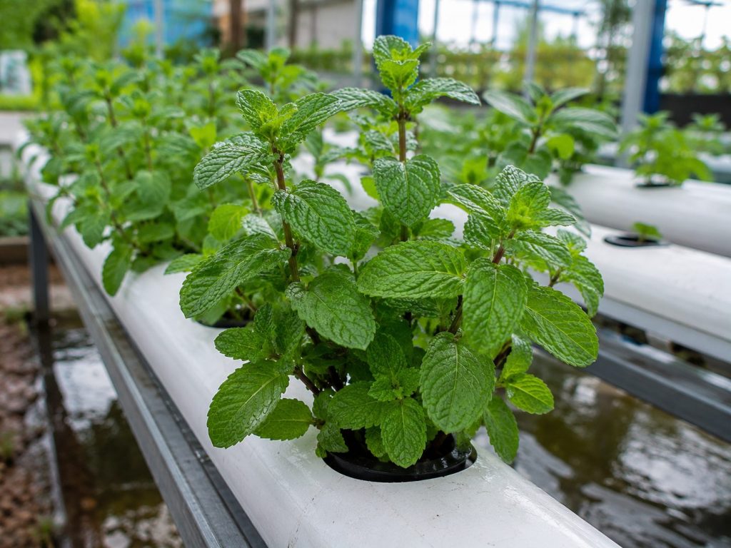 Mint plant on hydroponic